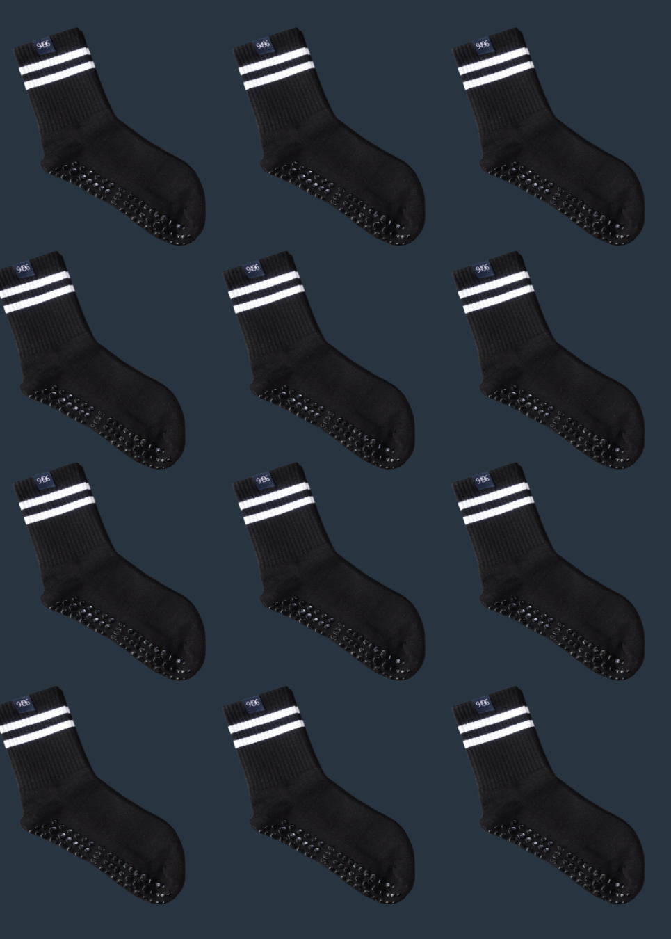 Black Retro Stripe Crew Socks