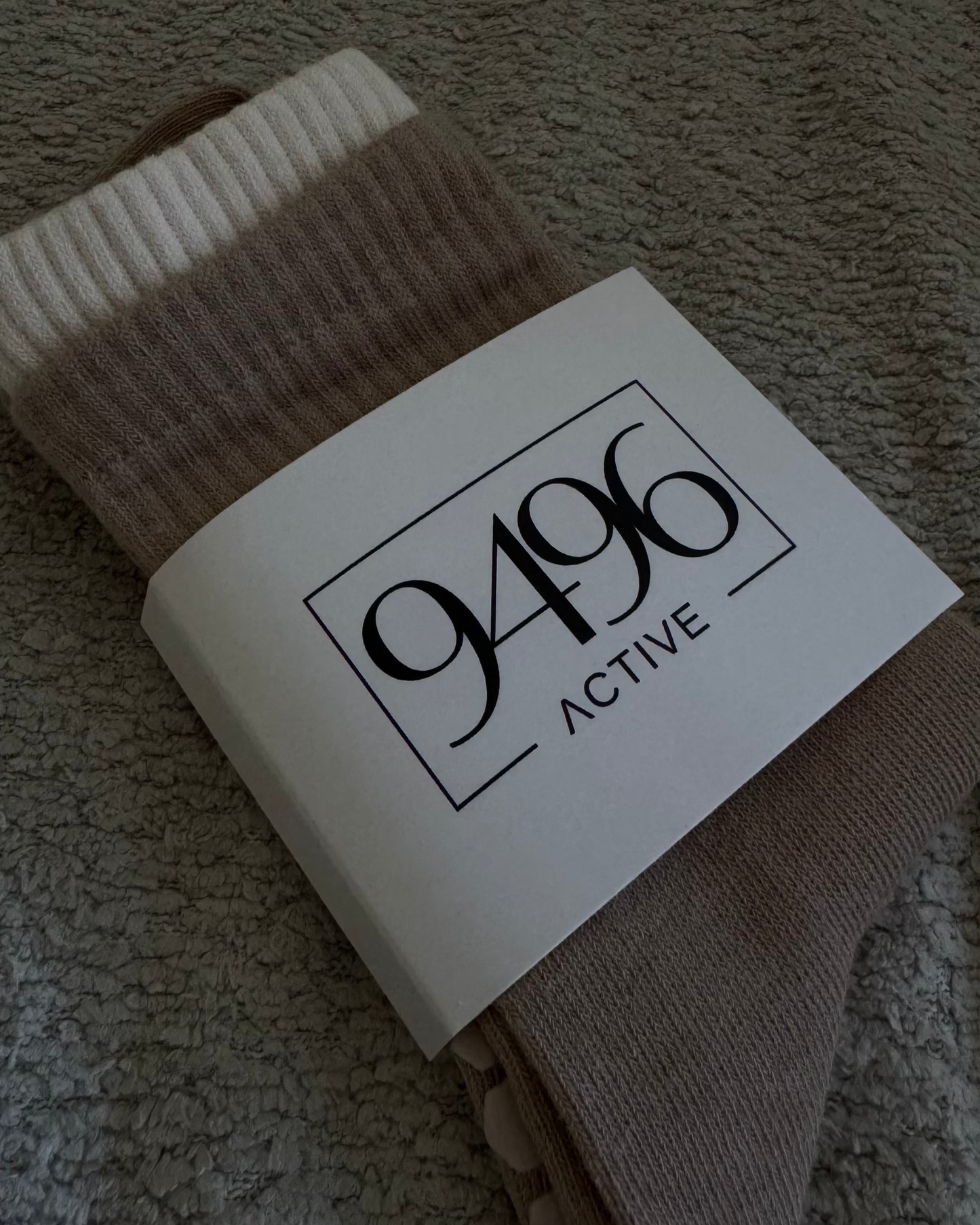 Beige Double Layered Crew Socks