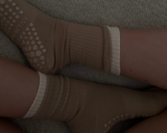Beige Double Layered Crew Socks