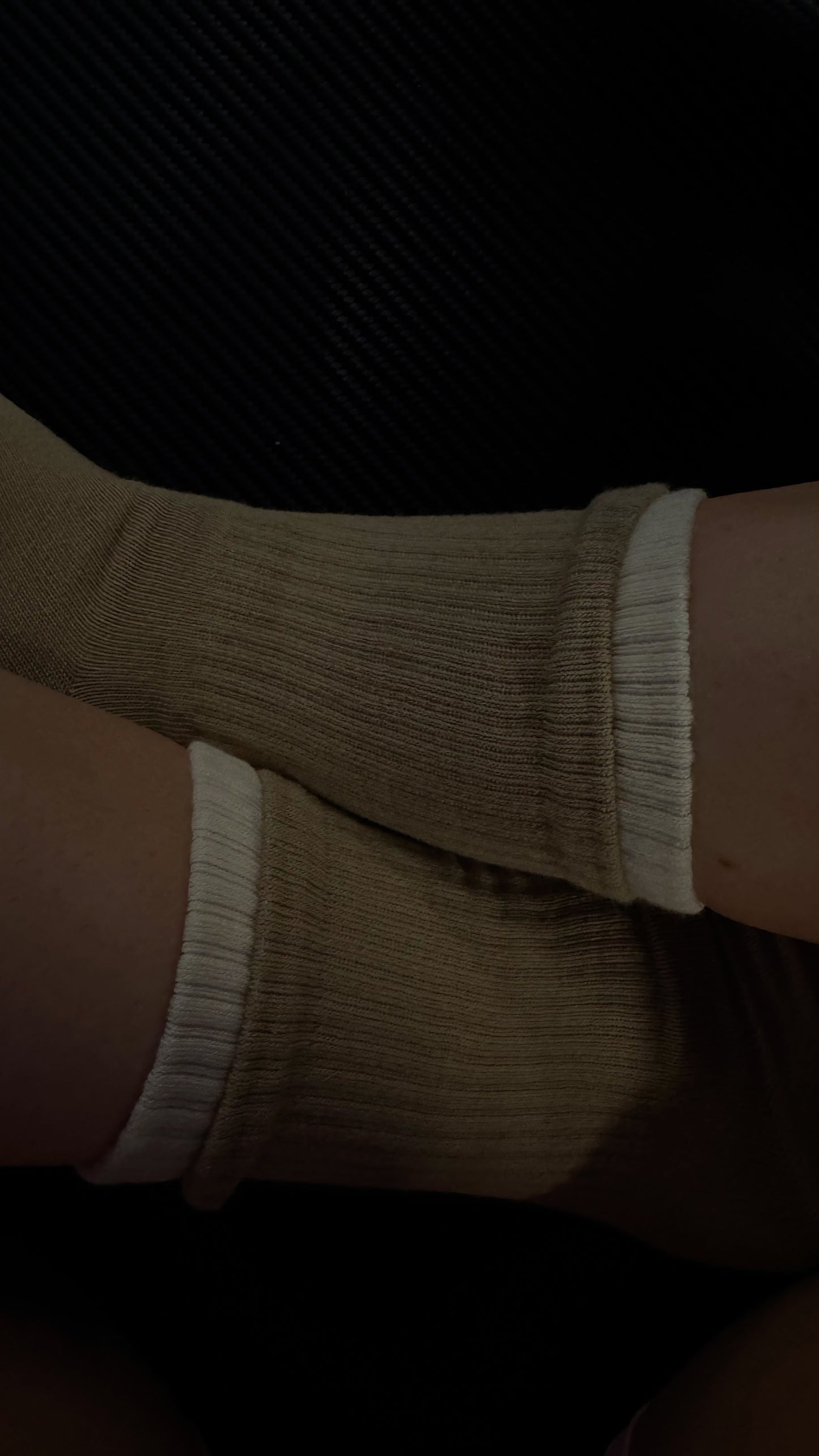 Beige Double Layered Crew Socks